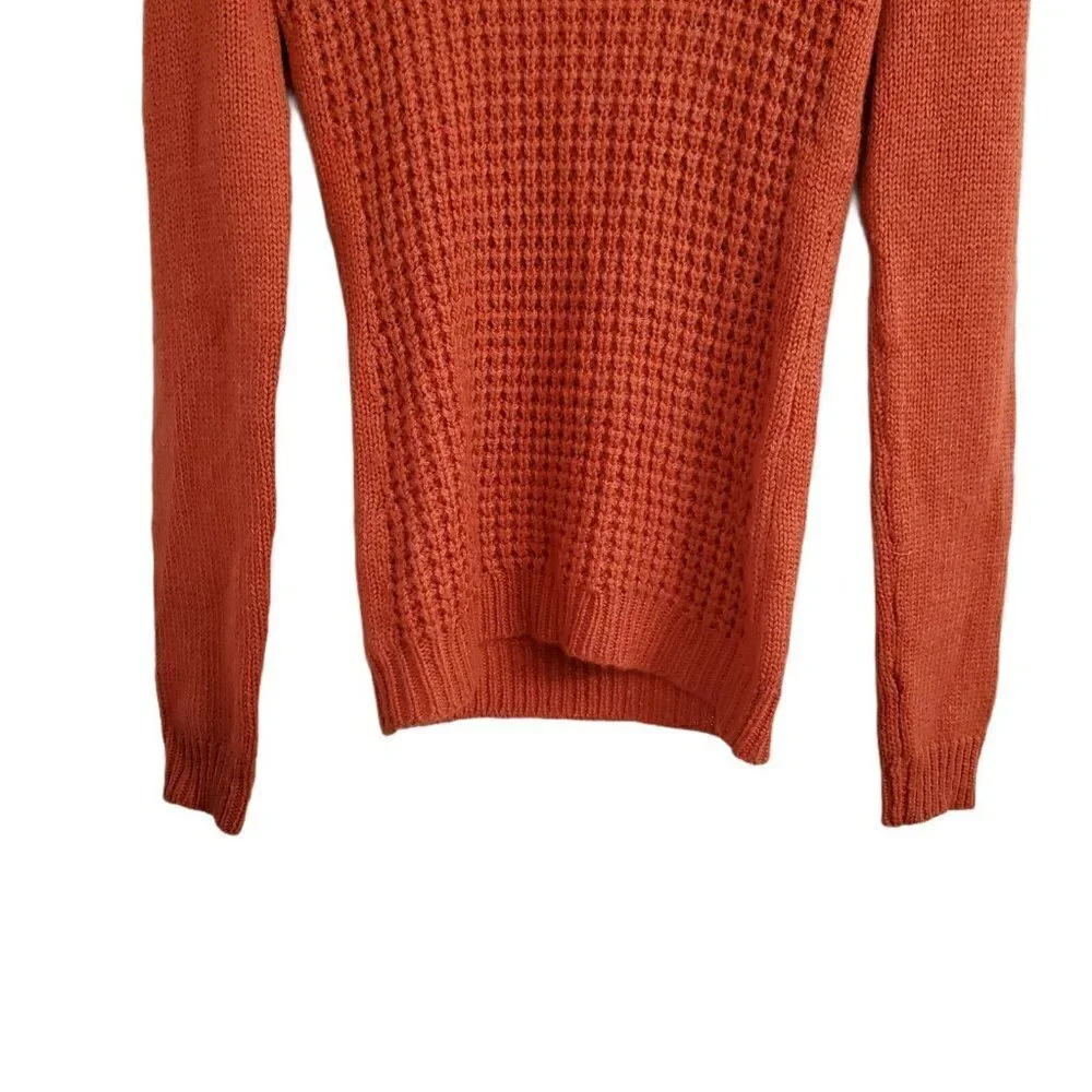Angel of the North Anthropologie‎ Sweater XS Wool Mohair Orange Waffle Cowl Neck